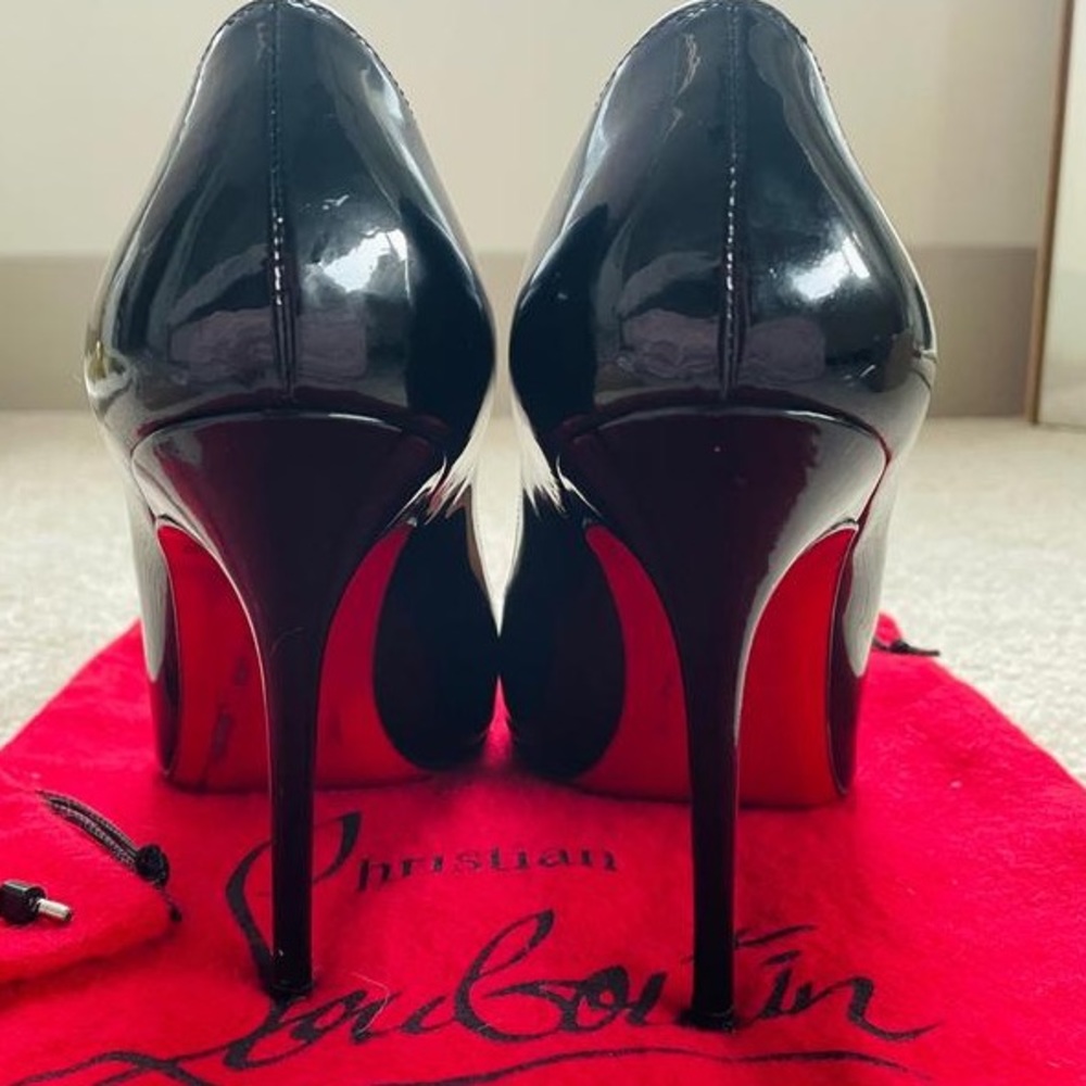 Sexy Black Patent Christian Louboutin Red Sole Stiletto Pumps 100mm - Picture 2 of 7